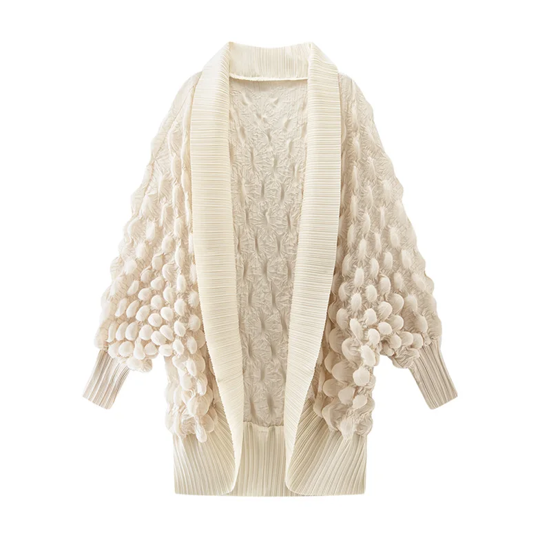 

Плиссированная куртка Miyake Senior Sense Bubble, кардиган без пуговиц, тонкая куртка, женская весна 2025, новые плиссированные модели средней длины