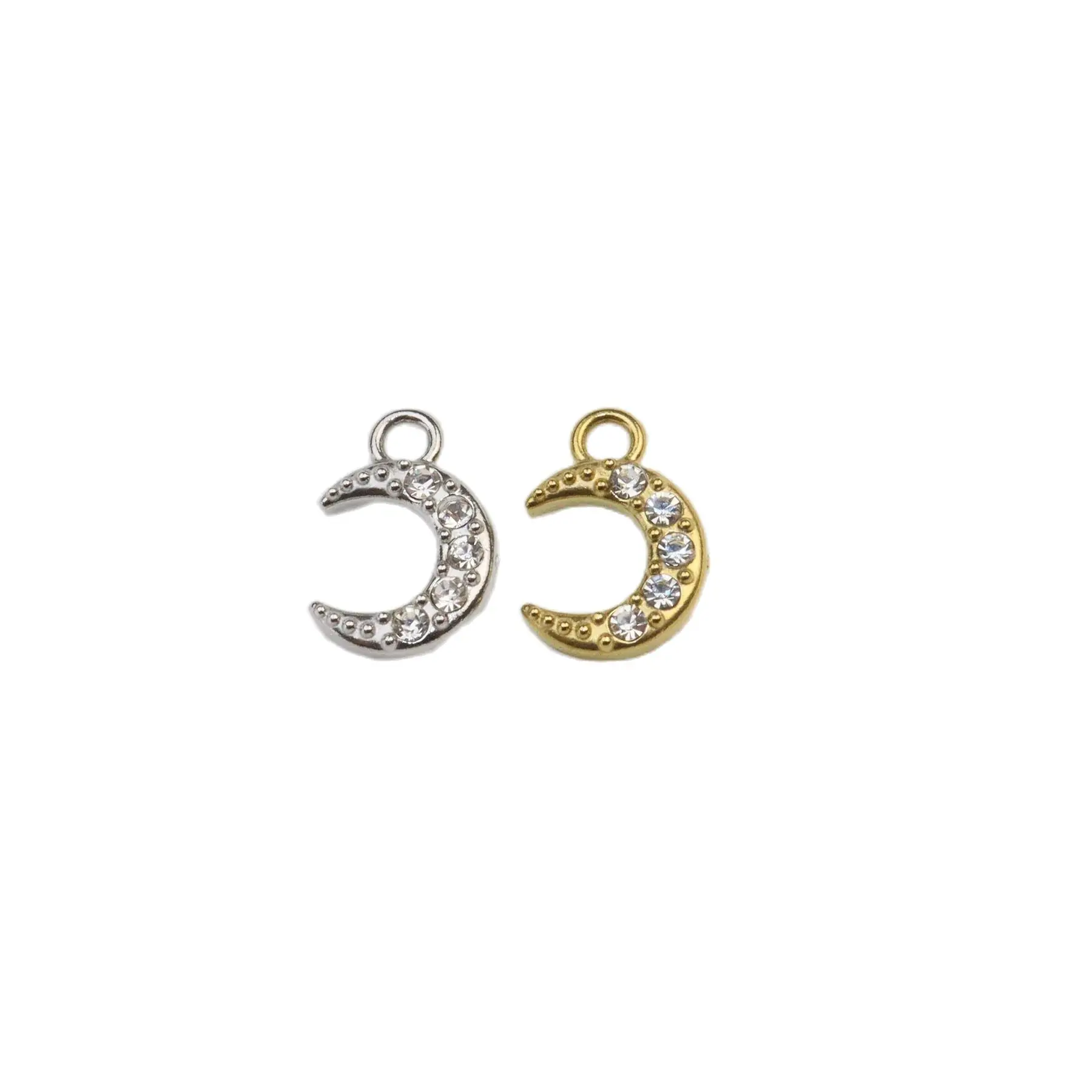 

5pcs Wholesale Cast Stainless Steel High Quality Moon Stones Charms Pendant DIY Necklace Earrings Bracelets Unfading 2 Colors