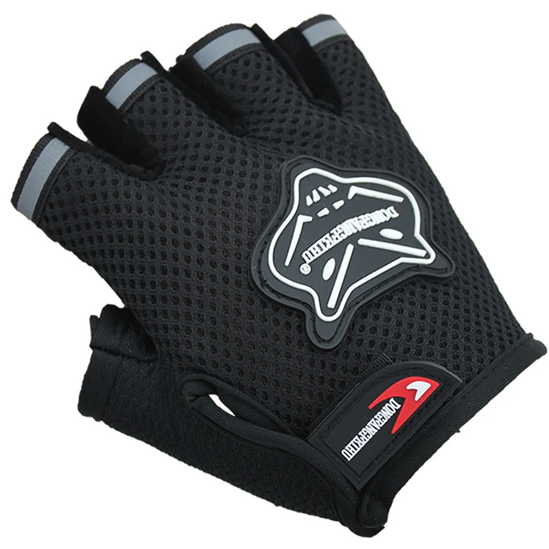 Gants de moto en maille respirante pour hommes et femmes, style demi-doigt, mitaines de fitness, taille réglable, sports de plein air, mode, été,