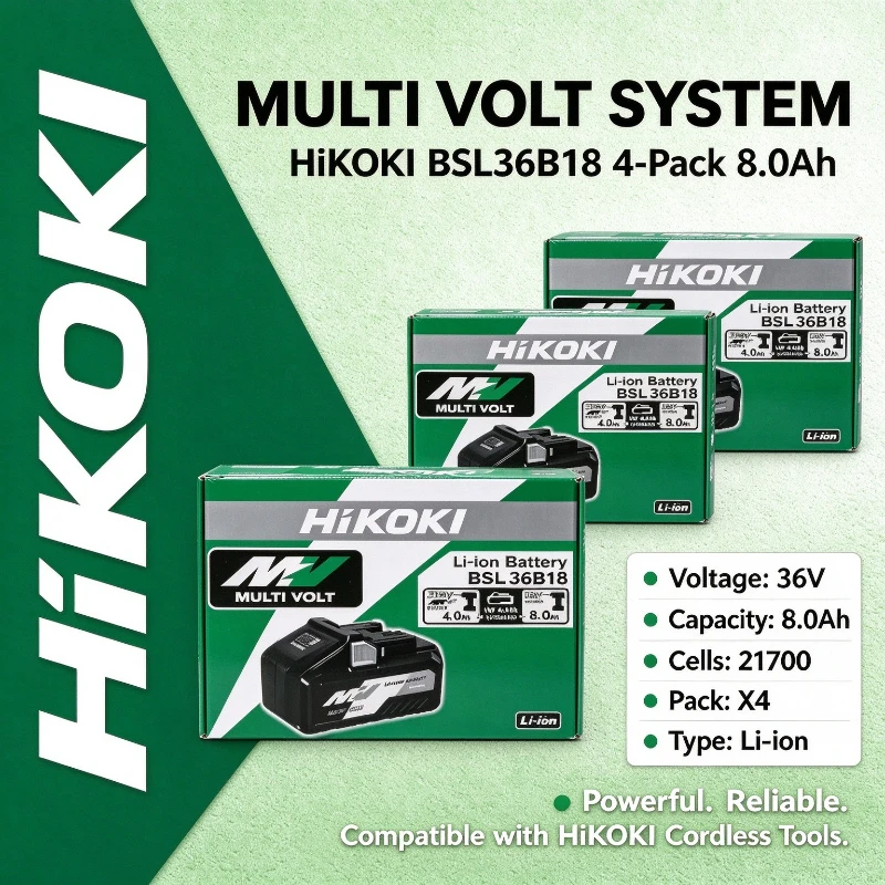 HiKOKI BSL36B18 Multi-Volt Battery 18V/36V 8.0Ah,Stable Continuous Power Supply,For Drinder Drill Saw Outdoor Construction Jobs