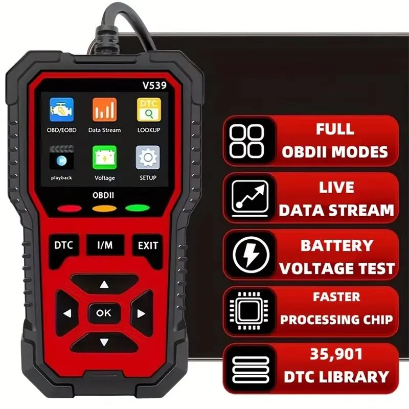 V539 Obd Ii Automotive Diagnostic Tool With Real-Time Data Stream, Full-Featured Obd2 Scanner, Usb-Powered