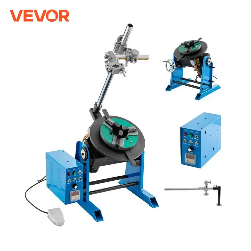 VEVOR 50KG Heavy-Duty Rotary Welding Positioner 80W 120W Stepless Speed Welding Tilting Turning Machine with Chuck Torch Holder