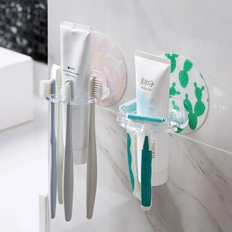 1PC Plastic Toothbrush Holder Toothpaste Storage Rack Shaver Tooth Brush Dispenser Bathroom Organizer Accessories Tools