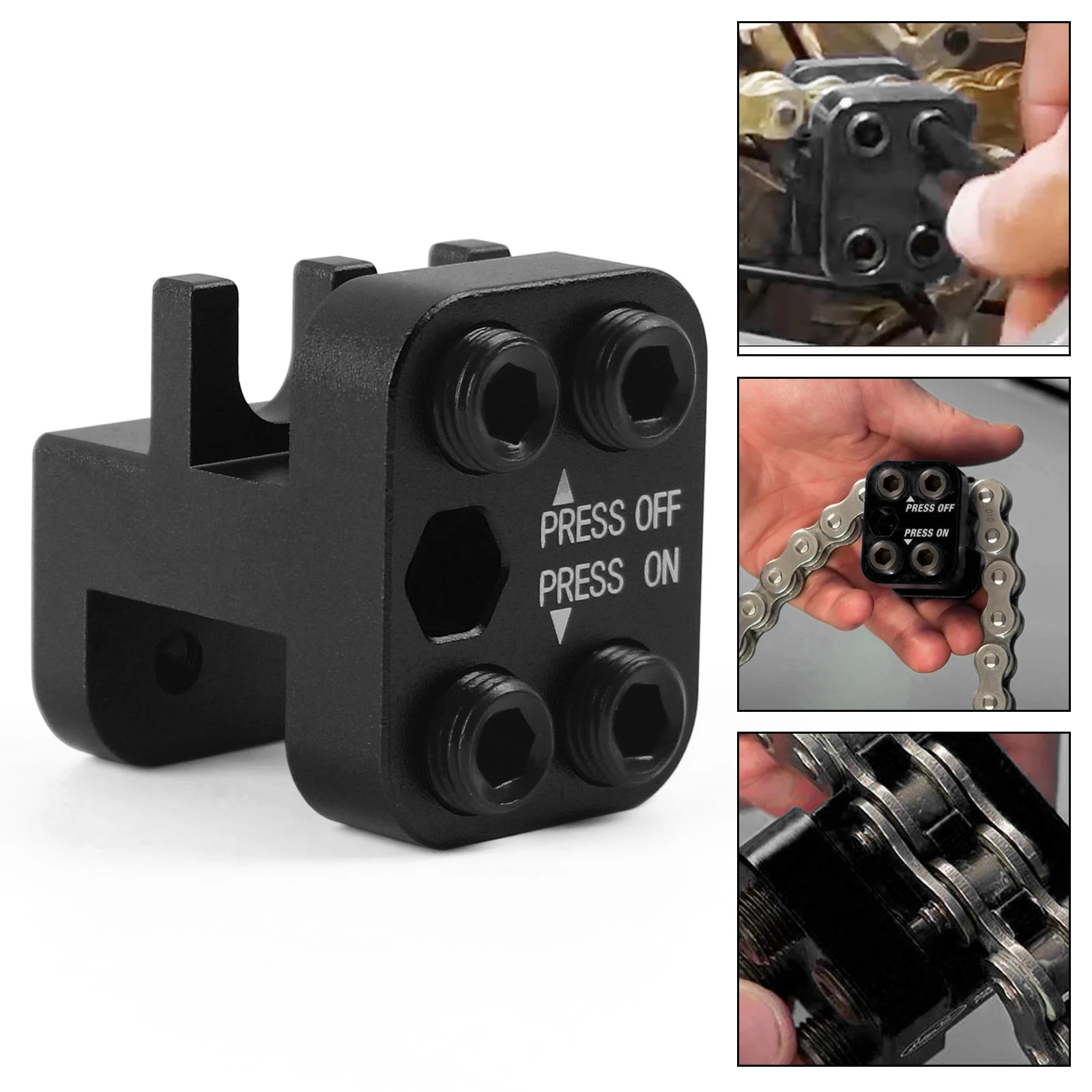 

Инструмент для штамповки цепи из черного алюминиевого сплава для модификации автомобиля, подходит для мотоциклов 520, 525, 530, квадроциклов, 5 серии, часть основной цепи