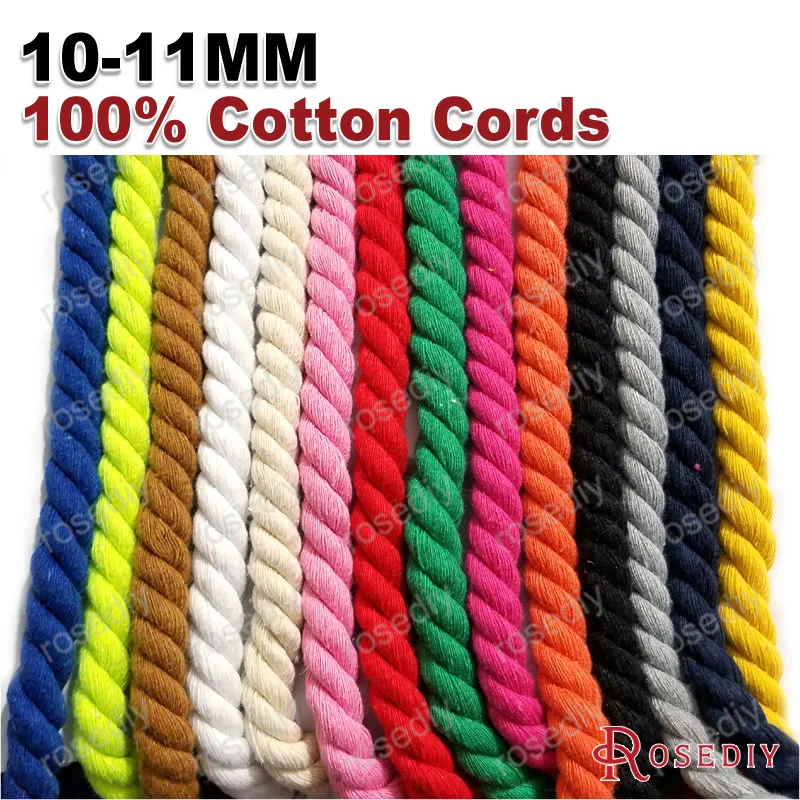 

(CA1003_1M)1 meter Rope, Buy more than 3 meters without cutting, 8mm 10mm 20mm Colorful 100% Cotton Three Strands Twisted Cords