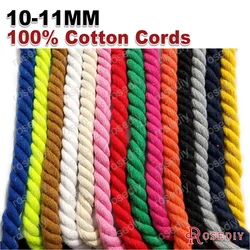 (CA1003_1M)1 meter Rope, Buy multi packs without cutting, 8mm 10mm 20mm Colorful 100% Cotton Three Strands Twisted Cords