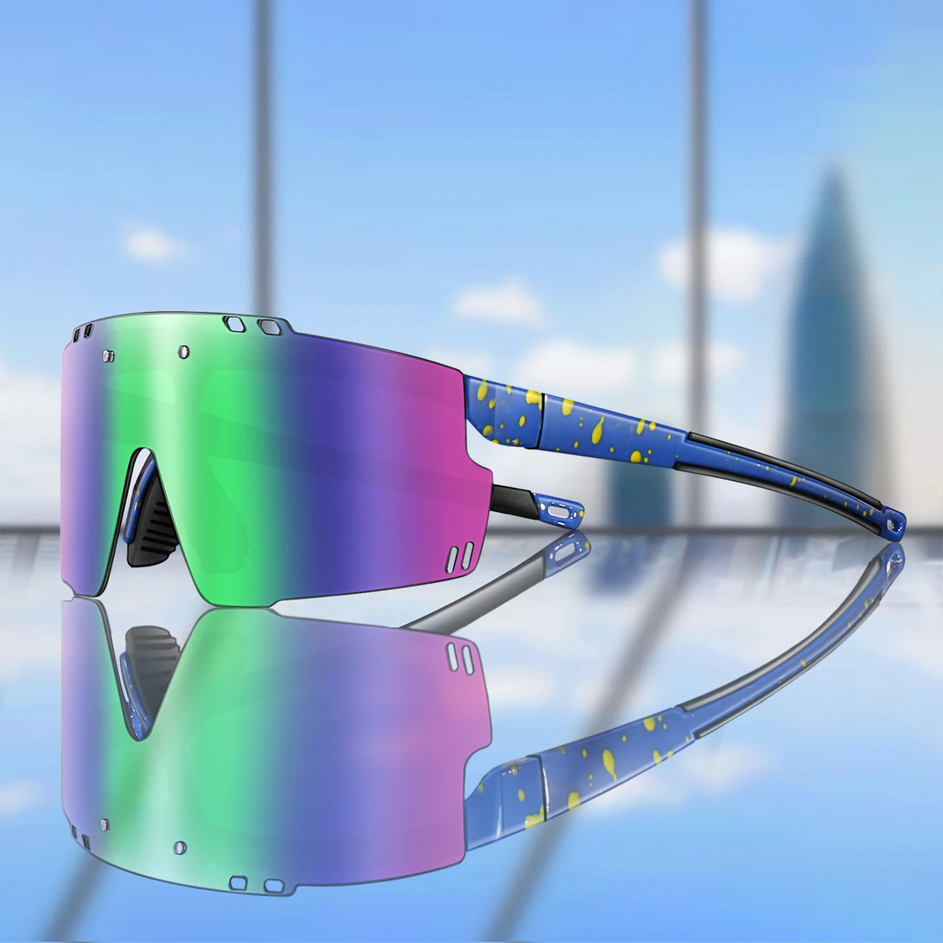 Unisex Winddichte Aufsteck-Sonnenbrille UV400 Fahrradbrille für Outdoor-Sport Laufen Radfahren MTB Fahrrad-Schutzbrille Party