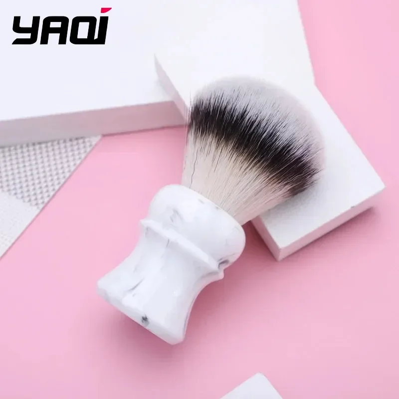 2026 Shavers Brushes YAQI Everest White Marble 24mm Synthetic Hair Shaving Brush for Men Travel Size Mens Shavers Brushes