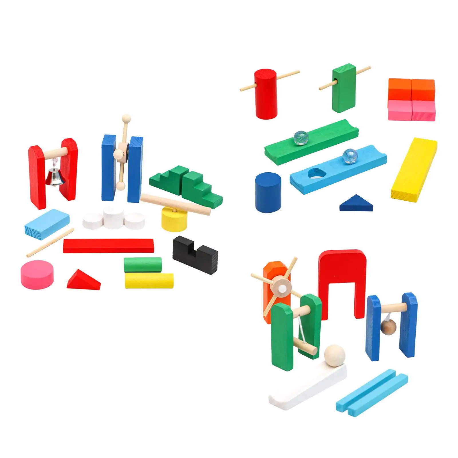 Colorful Wooden Blocks Set Birthday Gift Preschool Learning for Children Boys Girls