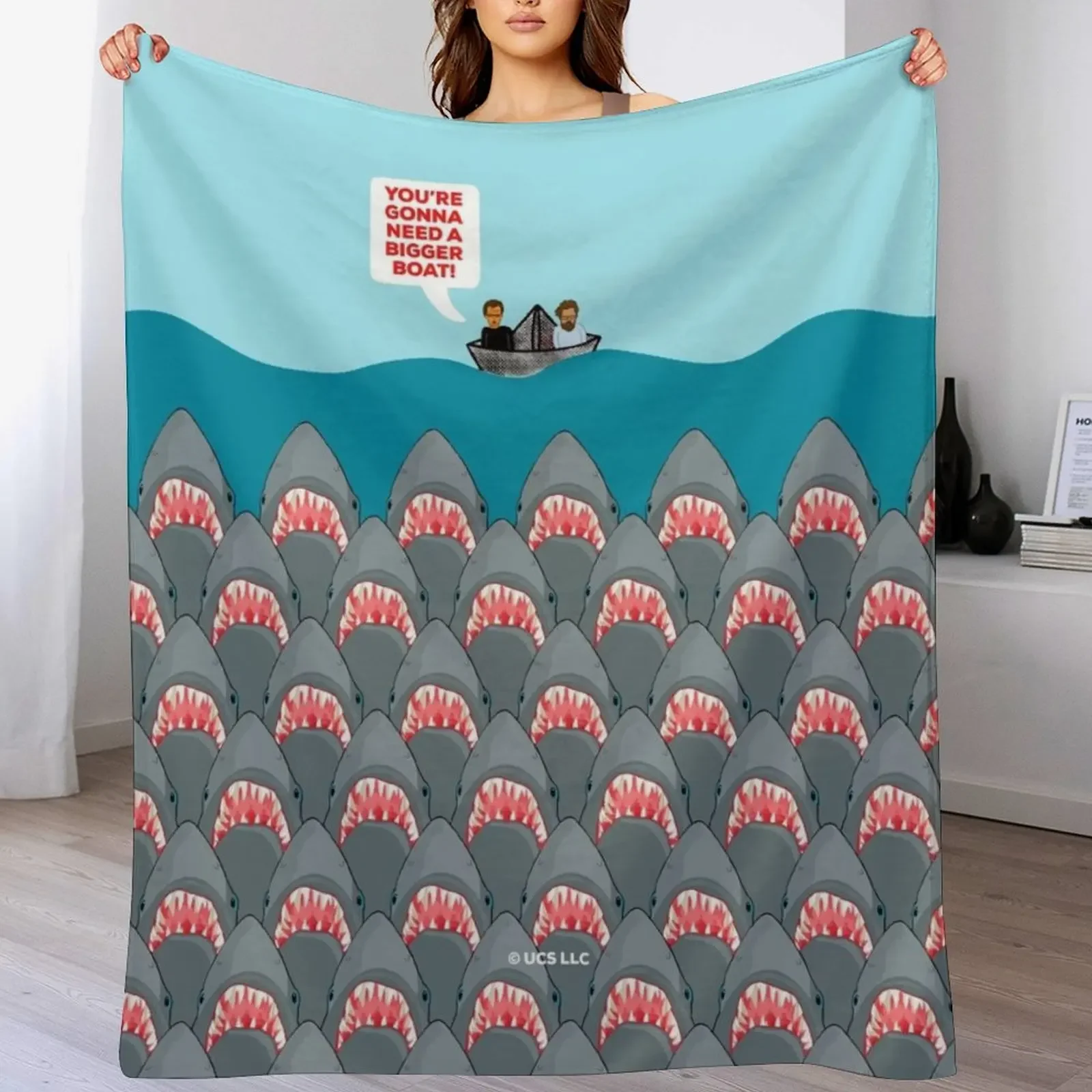 Jaws Movie Sharks Throw Blanket Soft Solid Color Blanket for Couch Bed