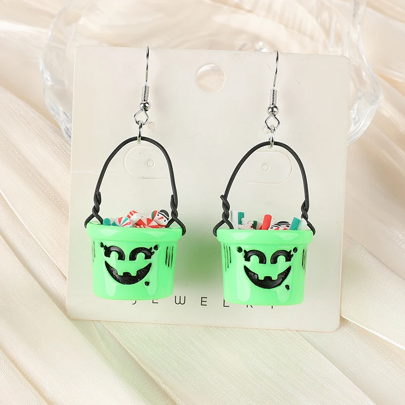 1Pair Fashion Christmas Drop Earrings 3D Resin Candy Basket Jewelry For Girl  and Woman Birthday Gift