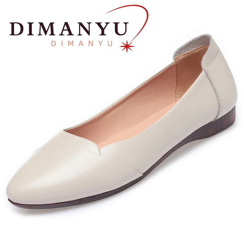 

DIMANYU Women's Shoes Spring 2024 New Genuine Leather Mom Shoes Soft Sole Non-slip Large Size 41 42 43 Female Flat Shoes