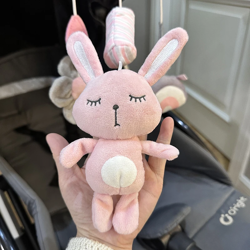 Soft Baby Stroller Hanging Rattles Toy Newborn Animal Rabbit Elephant Plush Toys for Babies 3-12 Months