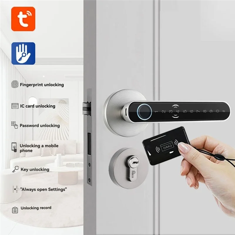 

【Last-Chance!】Smart Split Lever Door Lock Keyless Bluetooth Fingerprint Door Lock Card Tuya APP Security Digital Door Lock