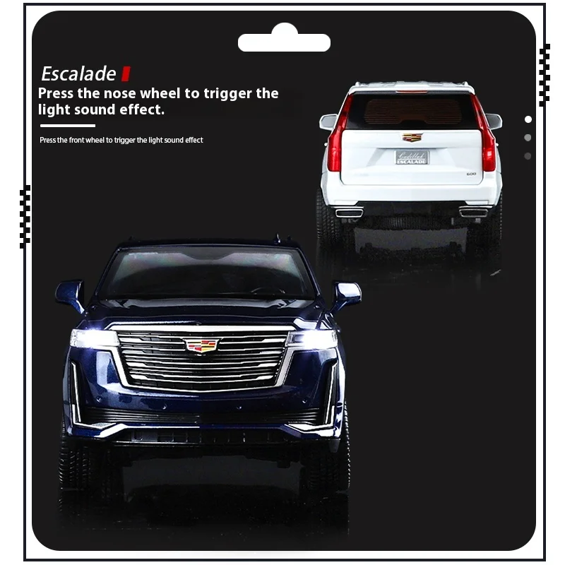 1:24 Cadillac Escalade SUV Alloy Car Diecast Metal Model Sound & Light Desktop Collection Decorative Gift Boys Display Ornament