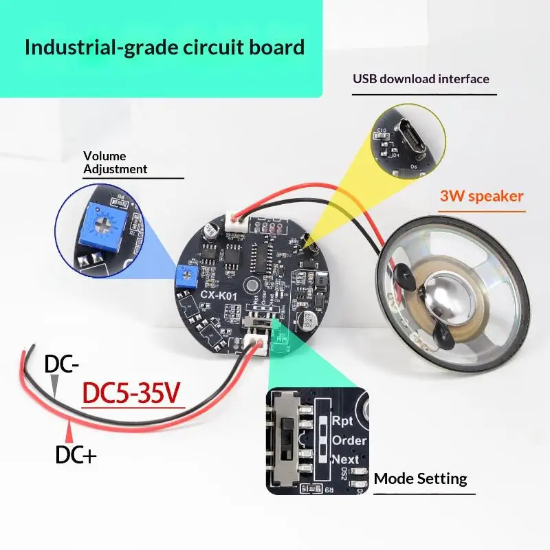 Industrial Grade Voice Prompt MP3 Player - Custom Voice Playback Module For Access Control Lock & Car Safety Warning Device