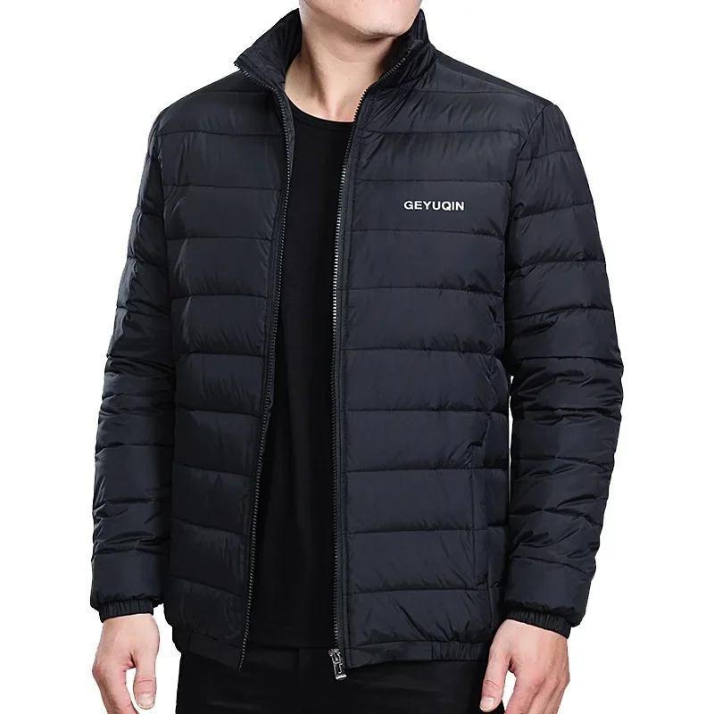 Abrigos de plumón de pato de invierno con cuello levantado de calidad, chaquetas de plumón ligeras y cálidas para hombre, abrigo de plumón para