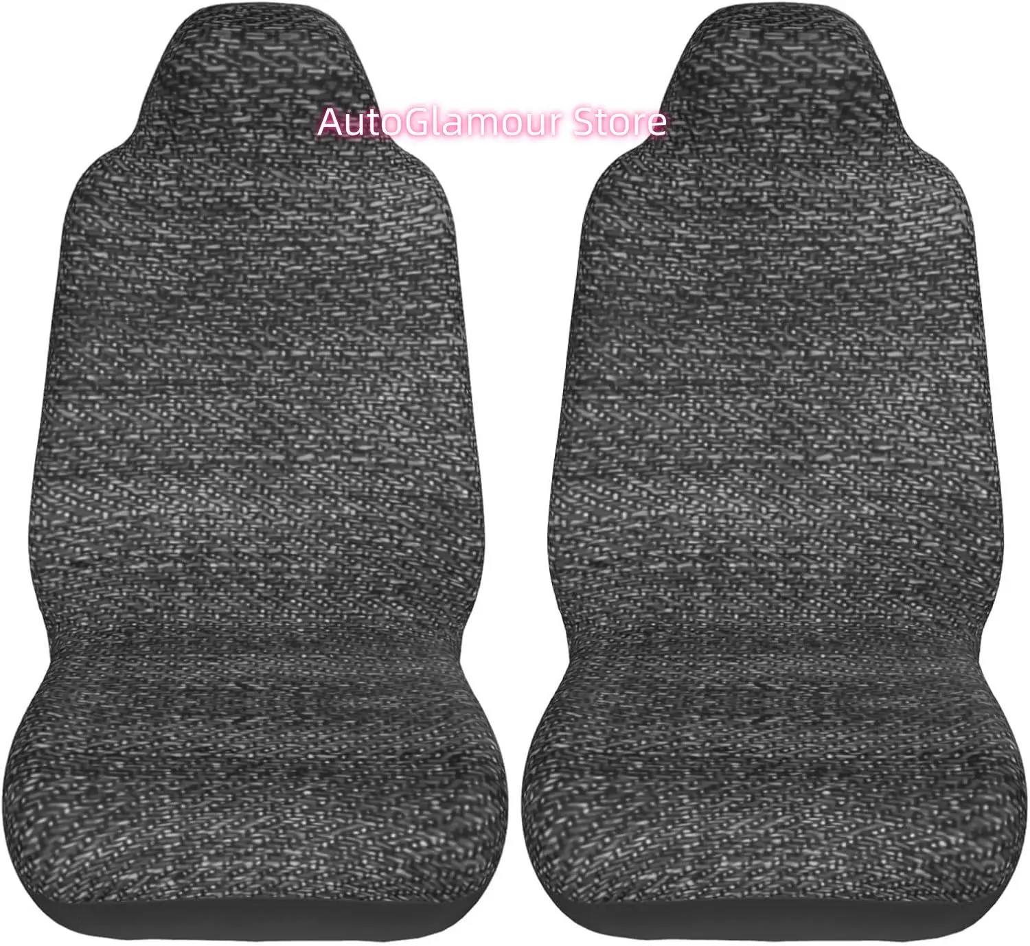 Modern Jean Black Denim Reusable 2-Piece   Seat Cover Complete Set - Elastic Seat Protection Cover for Cars, Trucks
