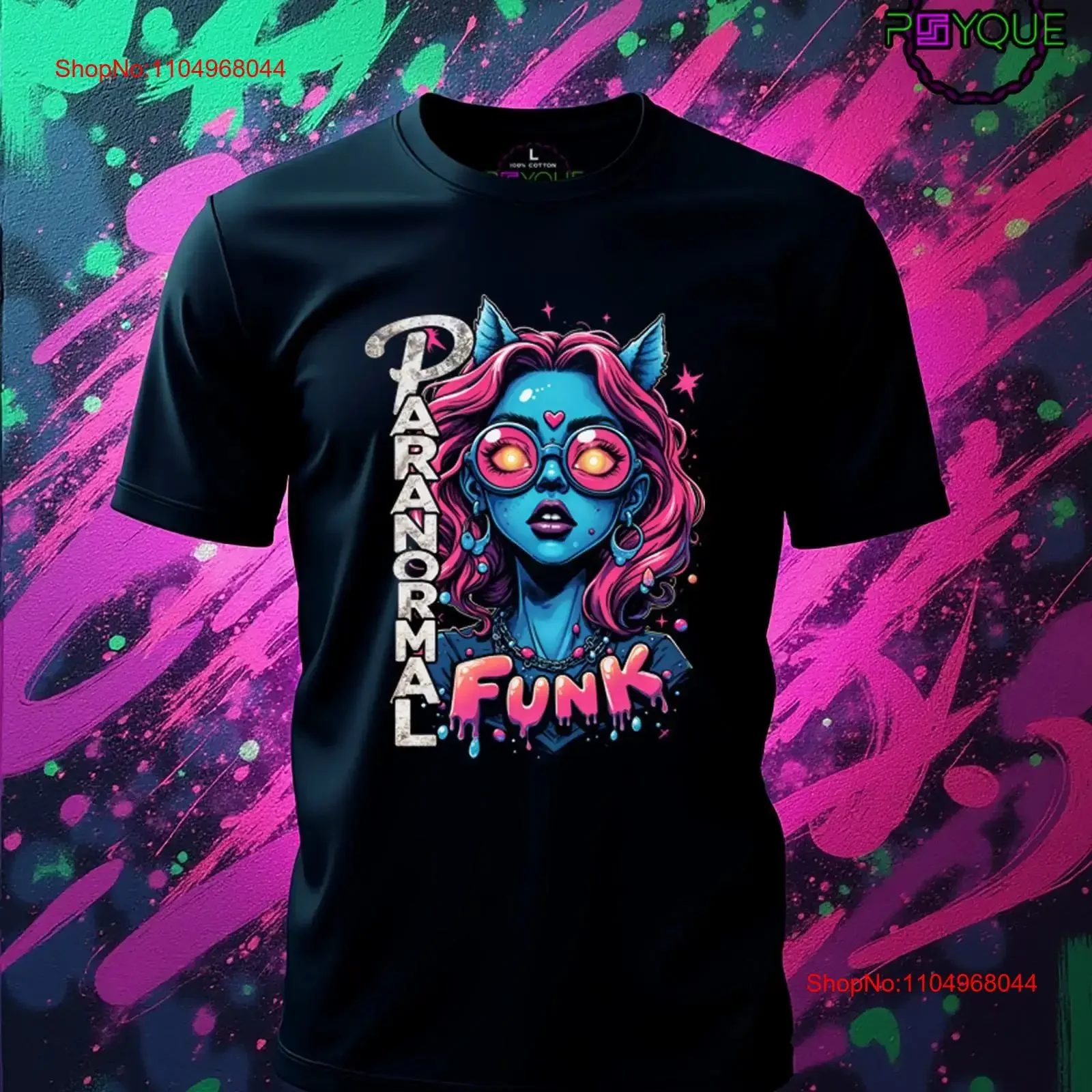 Camiseta Paranormal Funk Girl con diseño alienígena único y divertido, Ufo, color negro, p2c, mangas largas o cortas, estilo vintage, unisex
