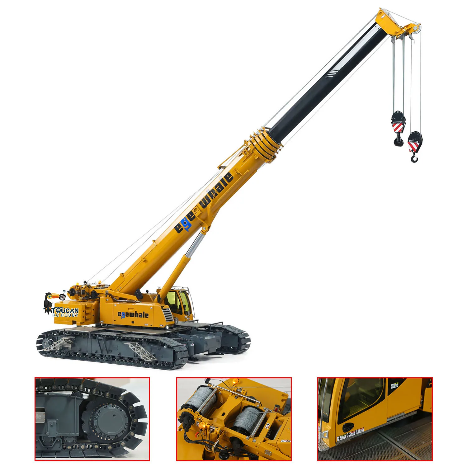 New Eyewhale 1/14 Metal RC Hydraulic Telescopic Crawler Crane Truck RC Hoist Model Brushless ESC Frsky Radio 5D Joystick Model
