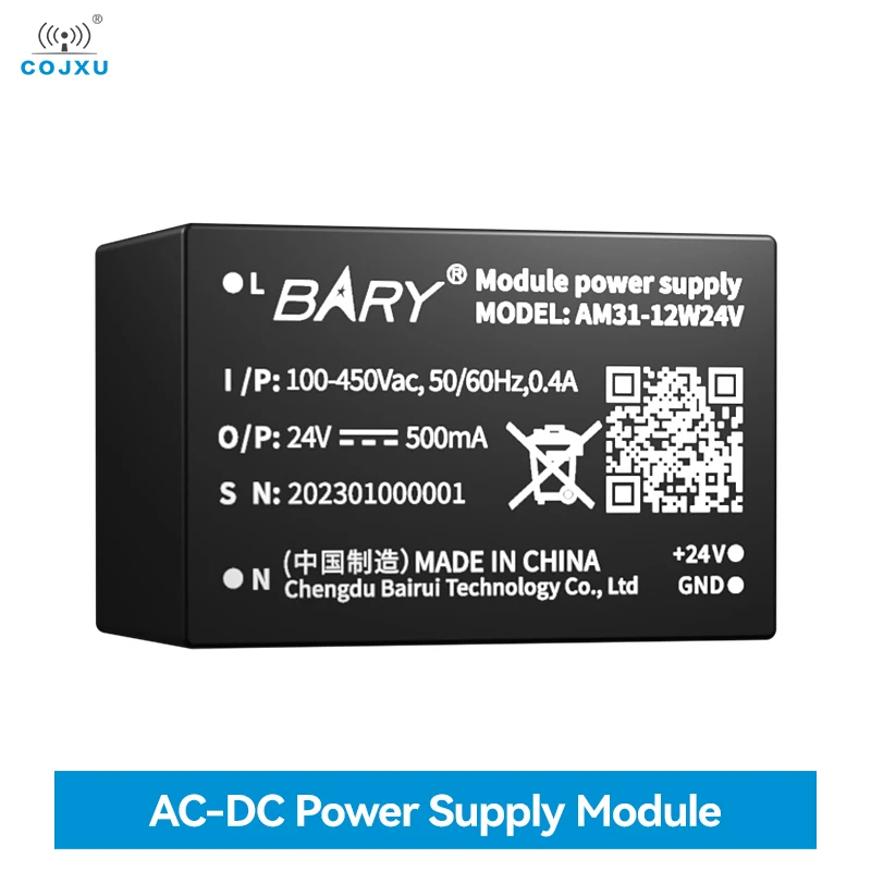 

Понижающий преобразователь AC-DC, модуль питания COJXU AM31-12W24V, защита от короткого замыкания, выход 24 В, 500 мА, входное напряжение 85 ~ 450 В