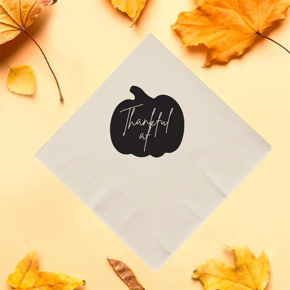 

50PCS Personalized Napkin Favors, Custom Thanksgiving Napkin Favors, Cocktail Napkins for Thanksgiving, Beverage Thanksgiving Na