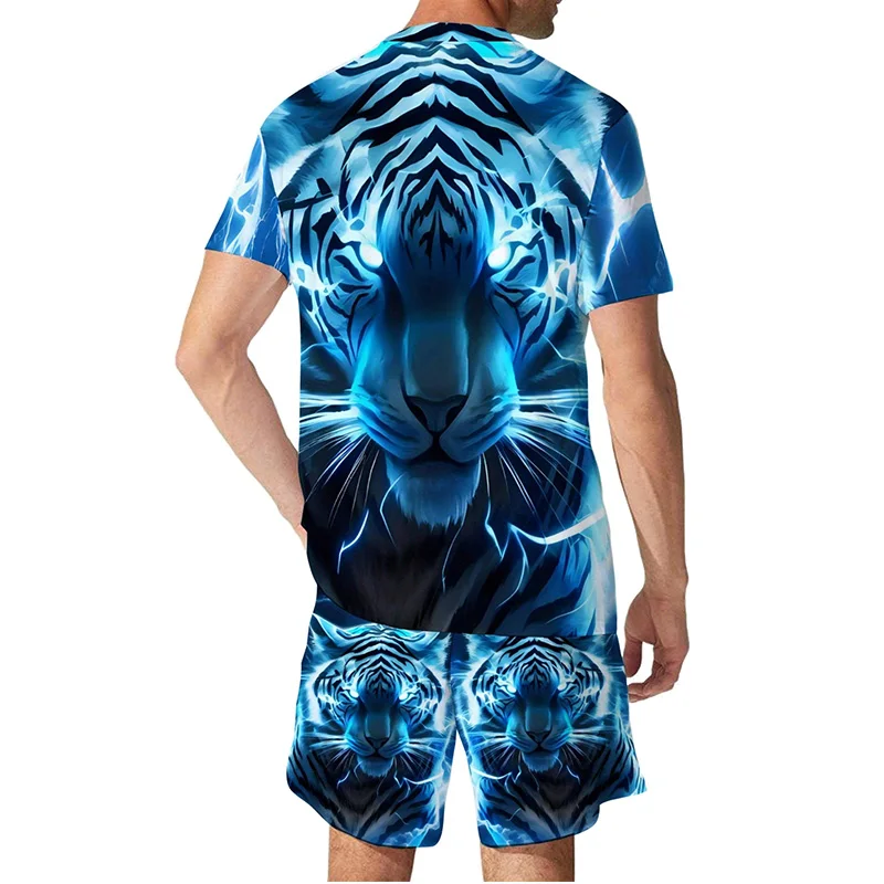 2024 New Men\'s Sportswear Fashion Summer Casual Breathable Refreshing Suit Printed 3D Tiger Oversized Men\'s Loose Casual Jacket