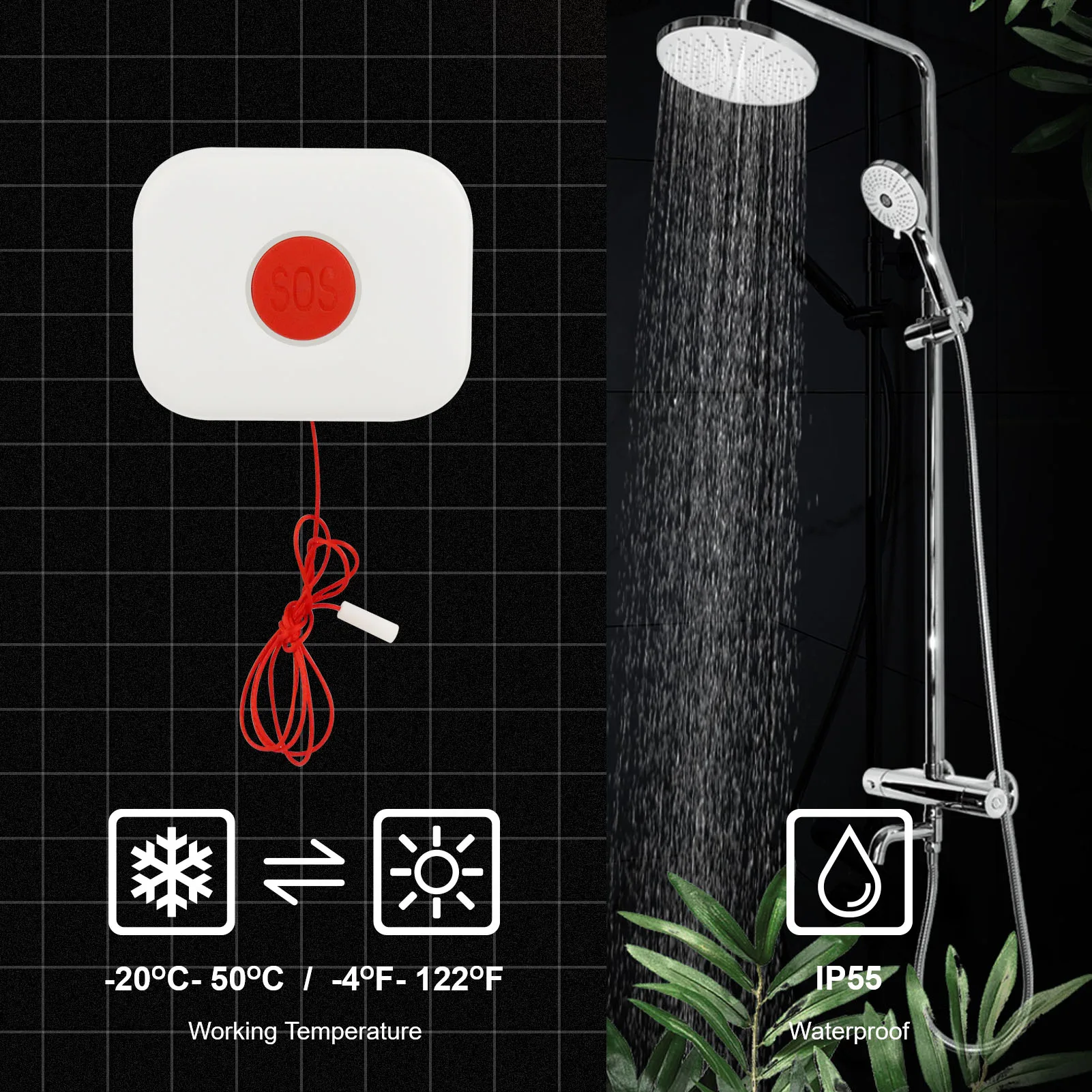 Wolf Guard WiFi Tuya SOS-knop Gezondheidswaarschuwingssystemen Persoonlijk alarm Beveiliging Waterdicht met trekkoord voor gehandicapten ouder kind