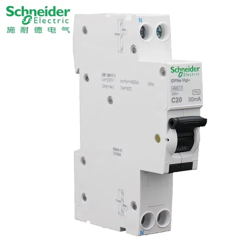 Imagen 2 del producto Schneider A9 Generación iDPNa vigi Doble entrada Doble salida 1P+N 20A Disyuntor de fuga de una sola pieza Excelente diseño Fácil instalación