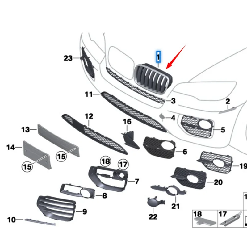 

Car Front Bumper Hood Kidney Grille 51137307600 51137307599 For BMW X5 E70 X6 E71 E72 2009-2011 BMW Parts