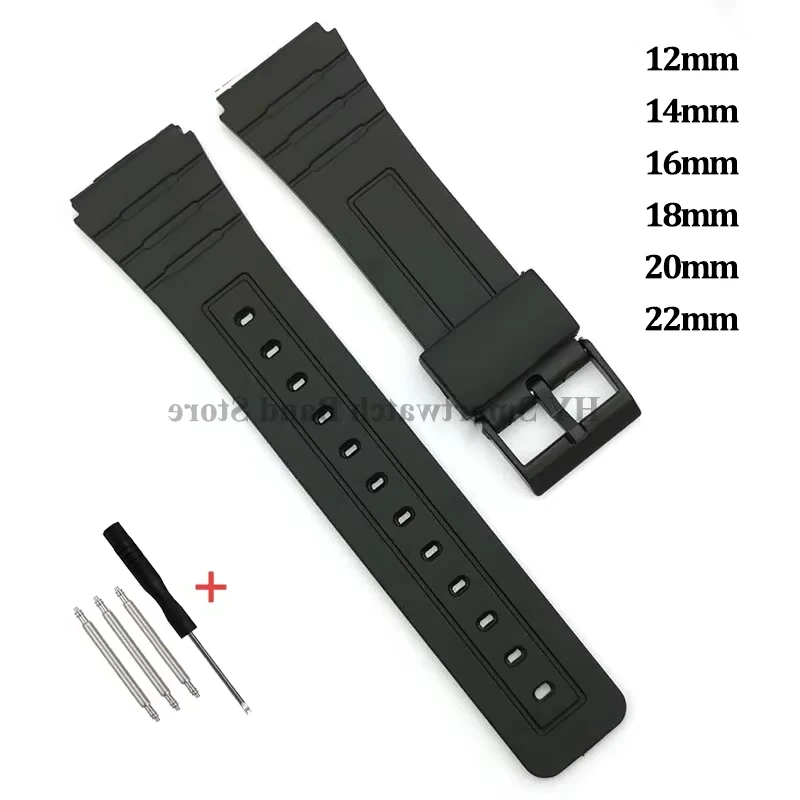 ゴム時計ストラップカシオ F91W F84 F105/108 A158/168 W800H SGW400 AE1200/1300 シリコンブレスレット 12 ミリメートル 14 ミリメートル 16 ミリメートル 18 ミリメートル 20 ミリメートル 22 ミリメートル