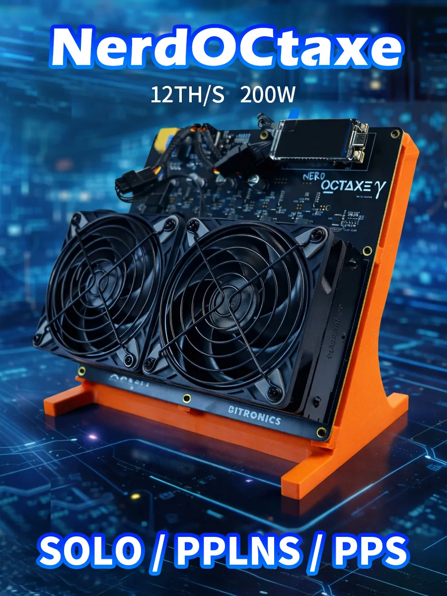 2026 NerdOCTAXE Rev3.1 Bitcoin Miner 12Th/s 200W mit 8 Stück BM1370 Asic-Chips Open-Source Solo-Mining-Hardware mit Netzteil