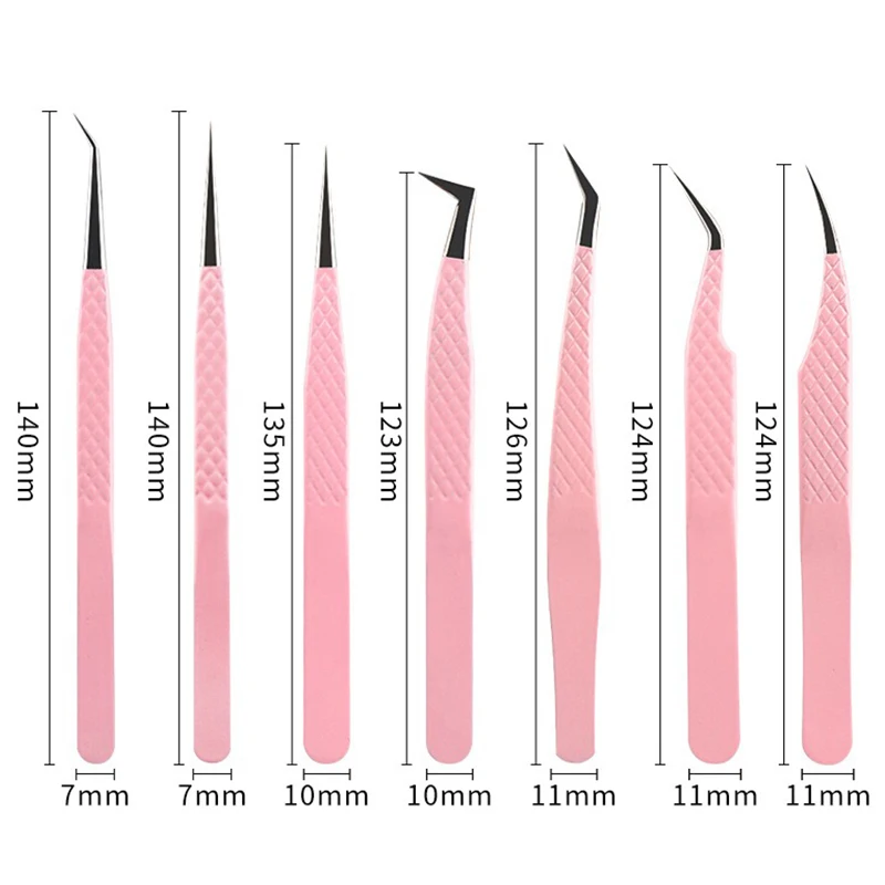 الوردي الألياف تلميح رمش تمديد الملقط حجم العزلة دقيقة لاش الملقط نانو التكنولوجيا الحاجب من AILEISHI ماكياج
