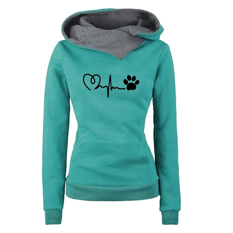 Herfst Winter Sport Damessweatshirts Print Kwaliteit Mode Veelzijdige hoodies Truien met dubbele kraag Dagelijkse kleding buitenshuis