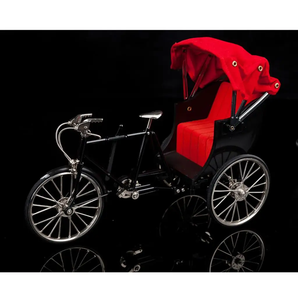 dollhouse-miniatures-alloy-diecast-rickshaw-bike-1-10-scale-replica-bicycle-toy-for-display-collection