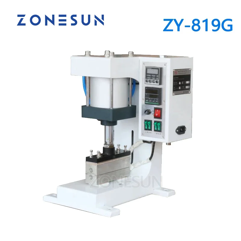 ZONESUN ZY--819G Pneumatic Sealer Stamping Machine Leather LOGO Printer Pressure Words Machine Shoelace Flattening Machine