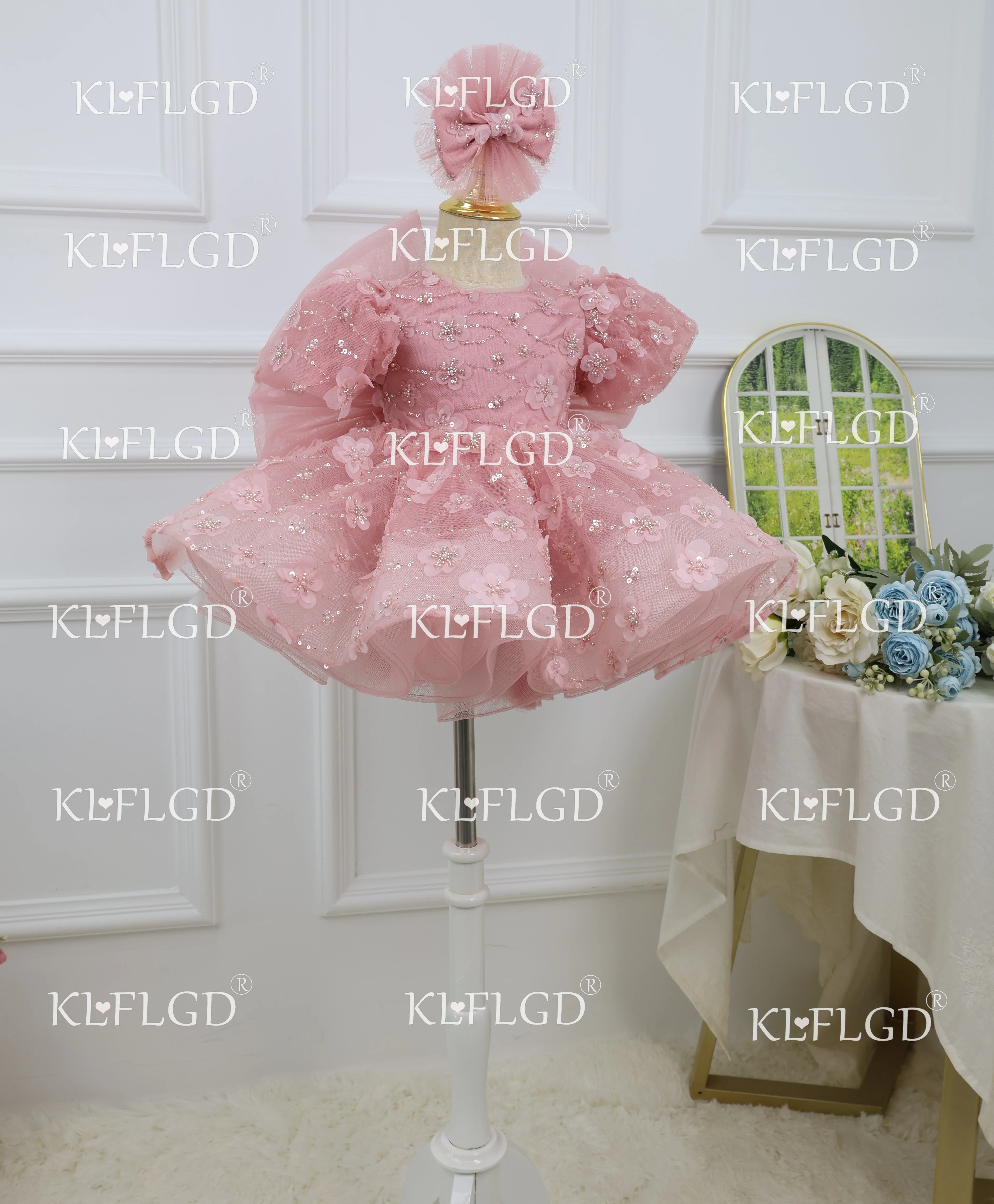 Premium Elegant Girls Formal Dress Luxury Satin Tulle Princess Gown High-end Children Party Dress For Wedding Evening Prom