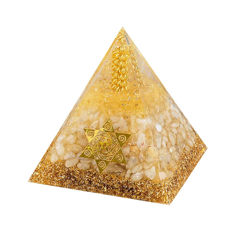 Handmade Crystal Chip Pyramid Orgonite for Wealth Attraction Spiritual Room Decoration 50/60/80mm