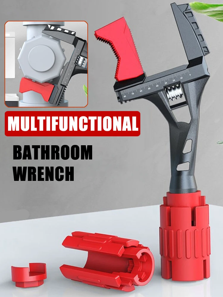 

New Multi-function Large Opening Short Handle Wrench Bathroom Water Pipe Universal Wrench Adjustable Aluminum Alloy Repair Tool