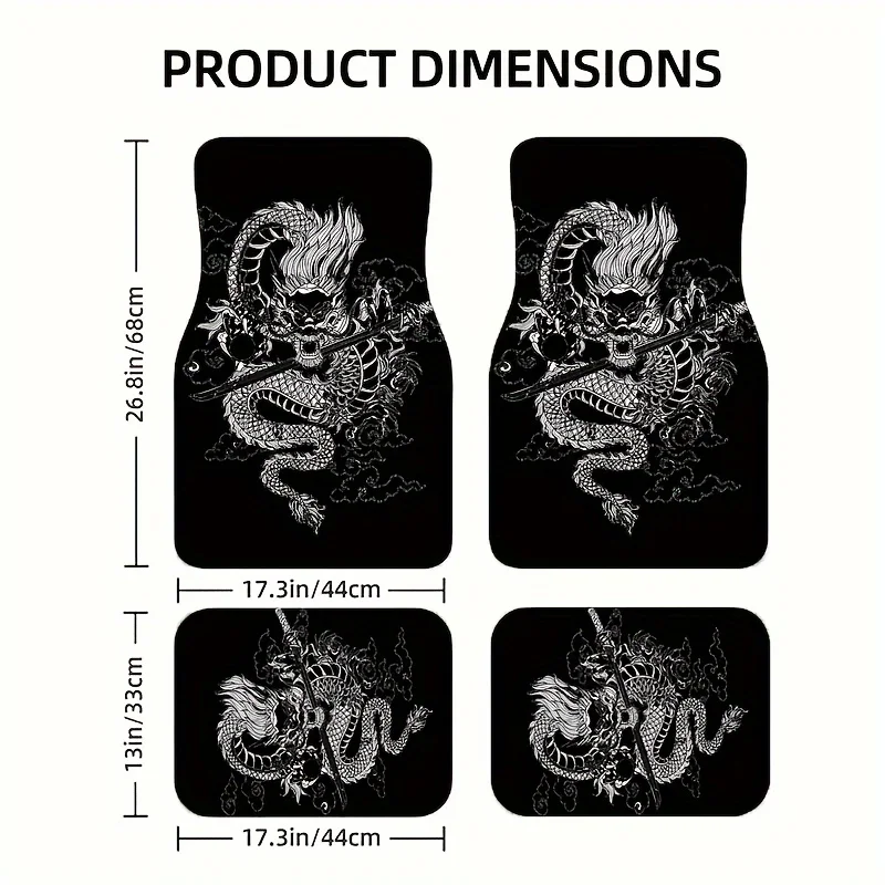 

4pcs Dragon Design Car Floor Mats Universal Fit for All Vehicles Stylish and Comfortable All-Season Protection Car Decorations