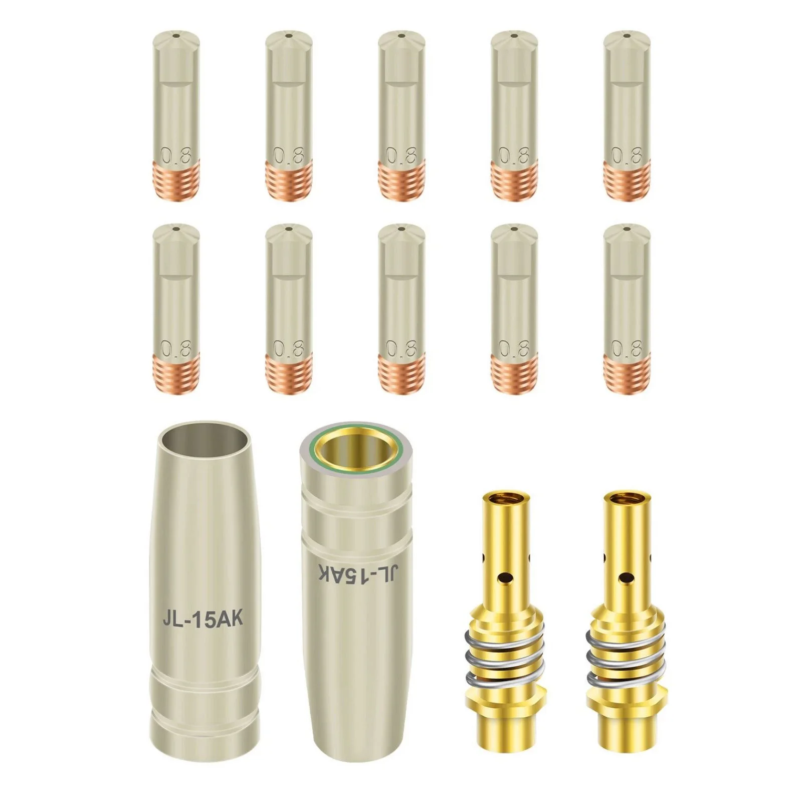 14Pcs/lot 15AK MIG MAG Welding Torch Kit Coating Protection Non-stick Contact Tip 0.8mm M6 Nozzle For 15AK MIG/MAG Welding Torch