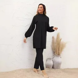 Robe longue et pantalon burkini pour femmes musulmanes, maillot de bain, modeste, vêtements de surf, sport, complet, ensemble de 3 pièces