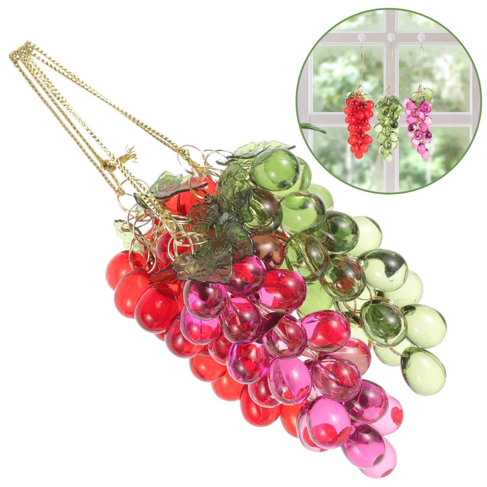 

3 Pcs Grape Ornaments Carnival Decorations Fruit Decorative Hanging Desktop Artificial for Display