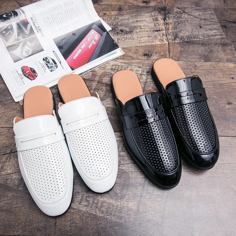 Men Leather Slippers Half Shoes For Men Mules Coiffeur Designer Shoes Men Mule Fashion Italian Mens Casual Shoes Zapato Hombre