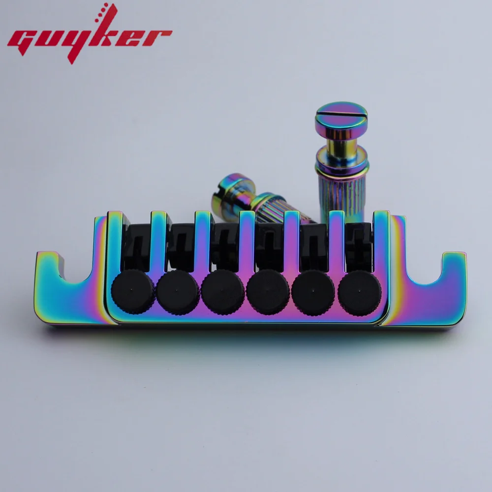 Guyker Guitar Bridge Tailpiece Vintage TP 6 70\'s Bridges With Studs For LP 6 String Electric Guitar Rainbow Chameleon