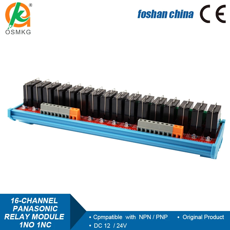 16 Channels 1NO 1NC Relay Module  24VDC Relays Output Anti Interference for Devices