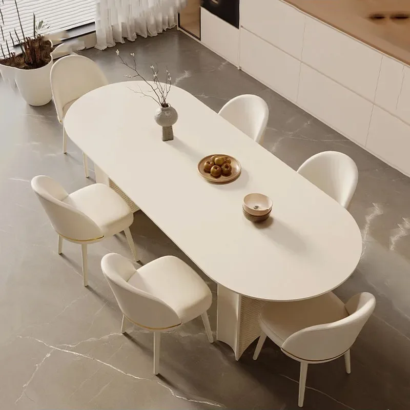 

ZMinimalist Trendy Dining Table Salon Simple Kitchen Modern Oval Coffee Table Office Individual Mesas De Jantar Hotel FurnitureZ