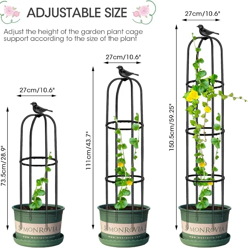 Top Quality Garden Obelisk Plant Supports Rustproof U-Shaped Climbing Plant Support Tower for Tomatoes Peas Frame