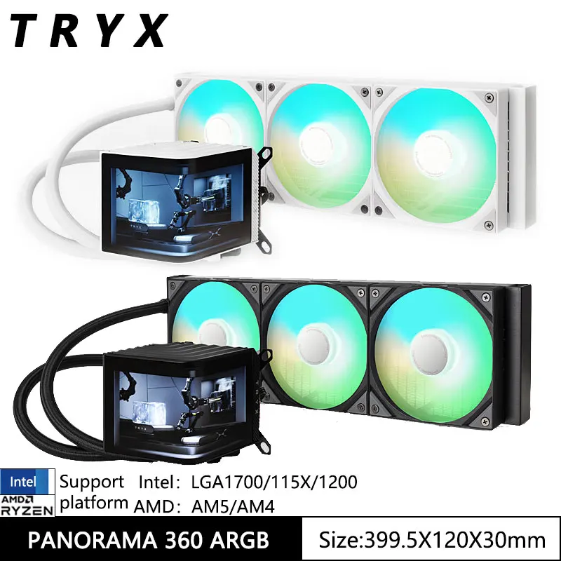 TRYX PANORAMA 360 ARGB Case water cold radiator /6.5 -inch curved screen/Acttek8 generation/Support LGA1700/115X/1200/AM5/AM4