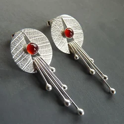 Vintage Ethnic Antique Metal Drop Earrings for Women Punk Hollow Handmade Statement Dangle Earrings Custom Jewelry